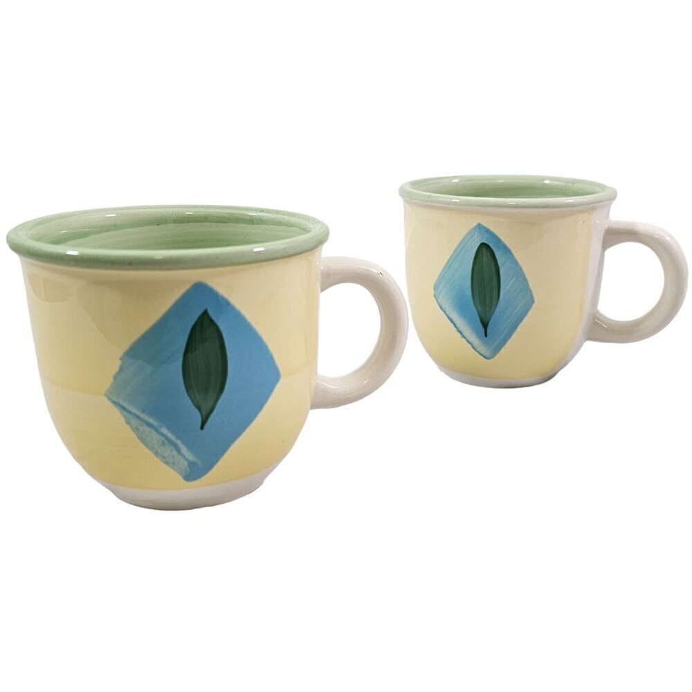 Pier 1 Italy Hand Painted 14 Oz Earthenware Coffee Tea Mugs Cups – Set of 2 - Picture 3 of 16